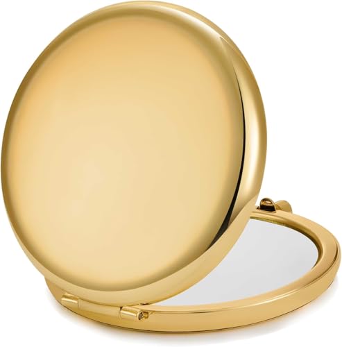 Compact Travel Makeup Mirror - 1X/2X Magnification, Gold, 6 Pack