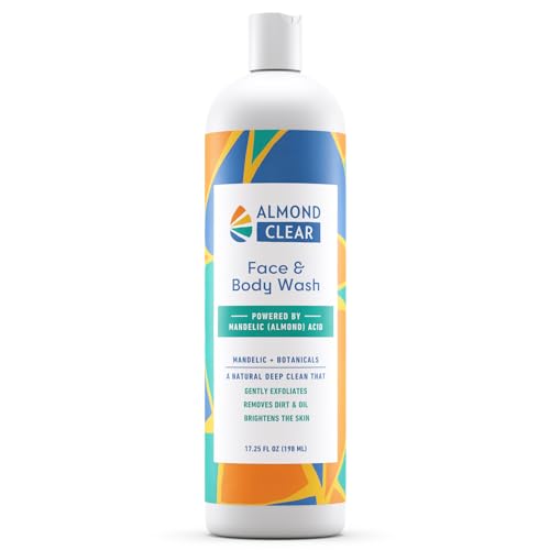 Almond Clear Face & Body Wash | Skin Care for Acne and Folliculitis-Prone Skin - Gentle Acne Face & Body Wash, Exfoliating Cleanser with Mandelic Acid | 17.25 oz