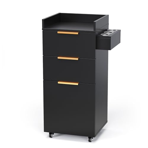 OmySalon 3-Tier Salon Cart with Drawers & Adjustable Shelf