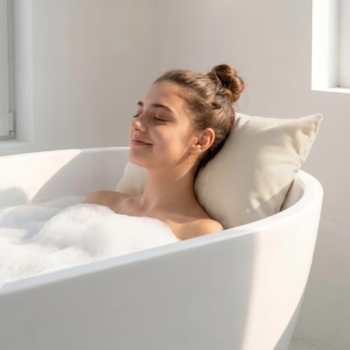 Luxury Bathtub Pillow with Skin-Friendly Mesh, Adjustable Support, Non-Slip, Washable for Spa & Relaxation
