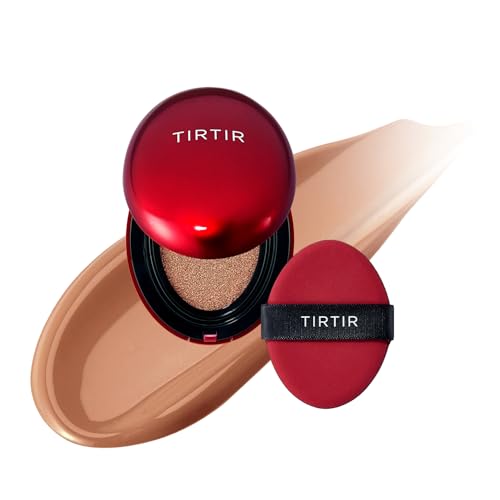 [*Mini Size*] TIRTIR Mask Fit Red Cushion Foundation | Long-Lasting, Lightweight, Buildable Coverage, Semi-Matte Finish, Korean Cushion Foundation (#34C Amber, 0.15 Fl Oz)