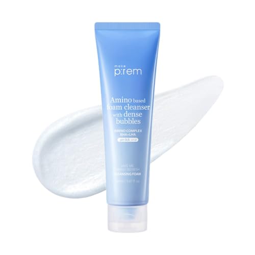 MAKE P:REM Safe Me. Amino Refresh Cleansing Foam, Korean Face Wash, Instant Deep Pore Cleansing, Gentle Exfoliation with BHA & LHA, Korean Skin Care, 5.07 Fl Oz, 150ml