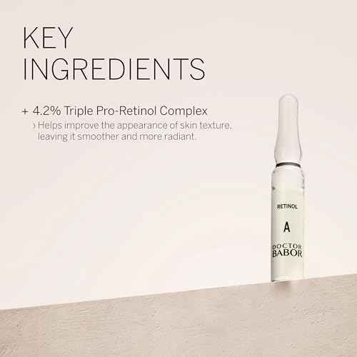 DOCTOR BABOR Renewal Ampoules, Serum Concentrate for Face, with Anti-Ageing Effect, Finer and Smoother Skin, Encapsulated Retinol with Bakuchiol and Tripeptide, Vegan Formula, 7 x 2 ml