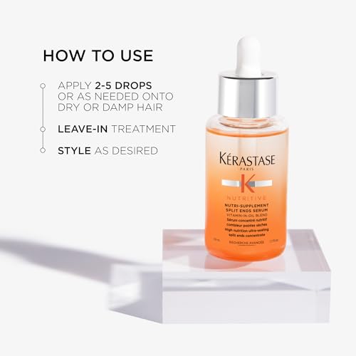 Kerastase Nutritive Split Ends Hair Serum For Dry Hair - Nourishing Leave-In Oil Treatment For Smoothness and Shine, Ultra-Sealing Formula With Anti-Dryness Polymers, 50 ml
