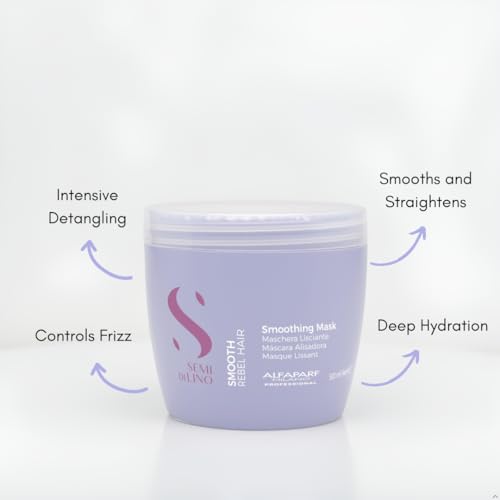 Alfaparf Milano Semi Di Lino Smooth Mask for Frizzy and Rebel Hair - Intensive Detangling Hair Treatment - Controls Frizz - Straightens and Hydrates Unruly Hair