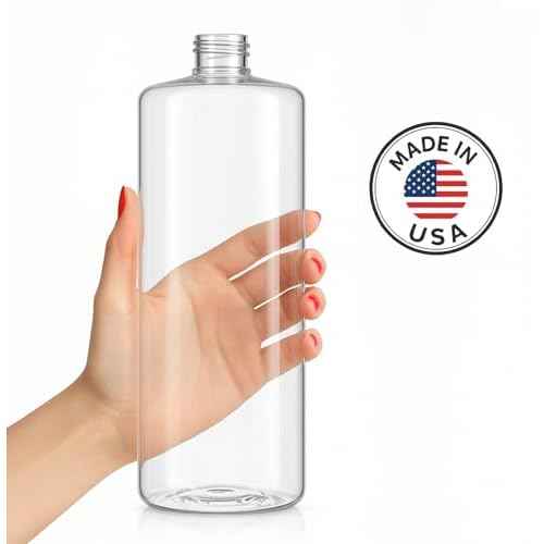 Bar5F Pump Bottle 32-Ounce 1-Liter Empty for Shampoo Conditioner Body Wash Lotion BPA-Free Crystal-Clear (Pack of 1)