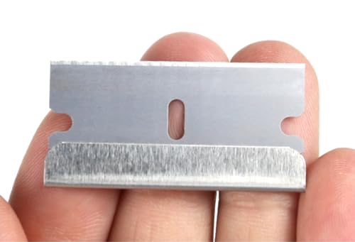 Single Edge Razor Blade 10 Pack - Straight Edge Razor - Ten Super Sharp Flat Blades in Convenient Storage Dispenser - Heavy Duty SK5 Oven Scraper Razor Tool Refills - Single Sided Blade - Easy Install