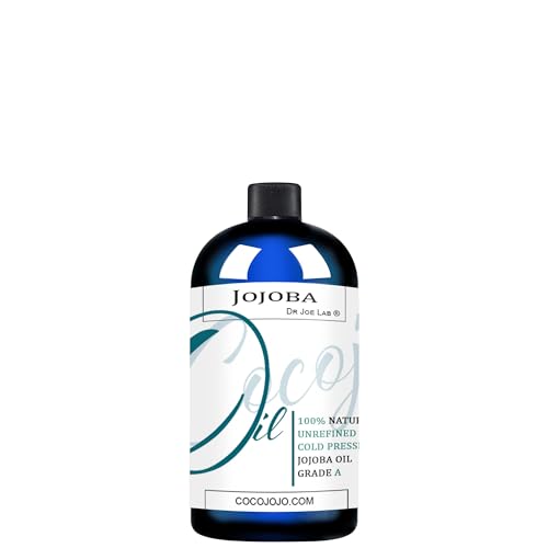 cocojojo Jojoba Oil Organic, Jojoba Oil for Hair Growth, Jojoba Oil for Skin, Jojoba Oil for Face, 100% Pure Natural, Cold Pressed, Deep Moisturizing Anti-Aging, Essential Oils - 4 Fl Oz