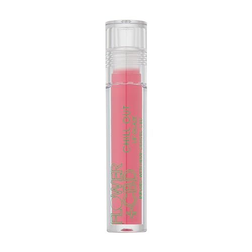 FLOWER BEAUTY By Drew Barrymore Chill Out Lip Glaze Lip Gloss - Hydrating + Moisturizing - Nourishes + Protects Lip - Makeup Infused with Hemp-Derived CBD + Plant-Based Oil - Glossy Finish (Unwind)