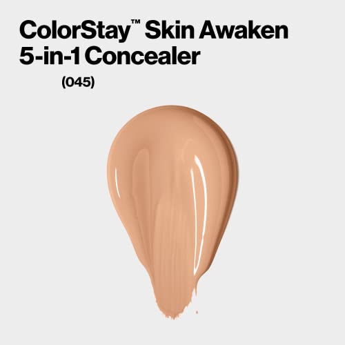 Revlon ColorStay Skin Awaken 5-in-1 Concealer, Lightweight, Creamy Longlasting Face Makeup with Caffeine & Vitamin C, For Imperfections, Dark Circles & Redness, 045 Honey, 0.27 fl oz