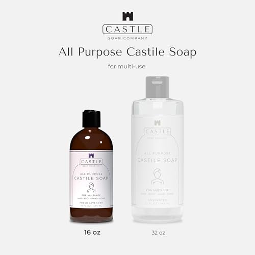 Castile Soap Liquid Unscented 16 Oz - All Purpose Liquid Castile Soap Unscented Gentle Cleanser For Hair Body Wash Hand Wash Home Nourishing Formula Gentle on Skin For All Ages Daily Care