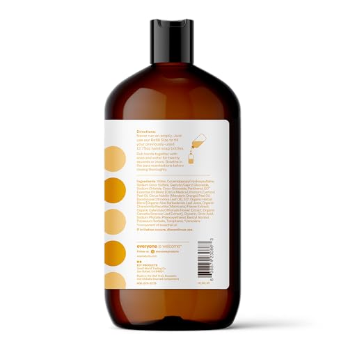 Everyone Liquid Hand Soap Refill,32 Ounce,Meyer Lemon and Mandarin,Plant-Based Cleanser with Pure Essential Oils,(Pack of 4)