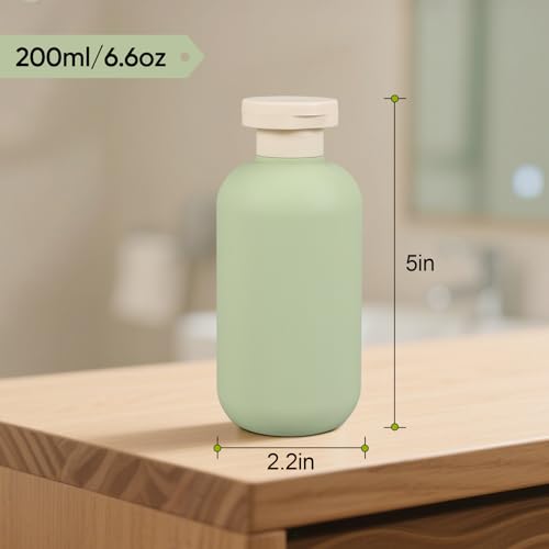 DEMORA 6.6oz Green Refillable Travel Bottles Set - Leakproof Toiletry Containers