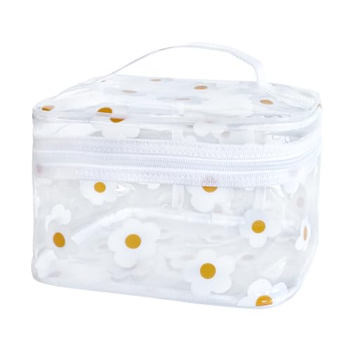 TotePrint Clear Cosmetic Bag with Handle - Durable PVC Travel Pouch