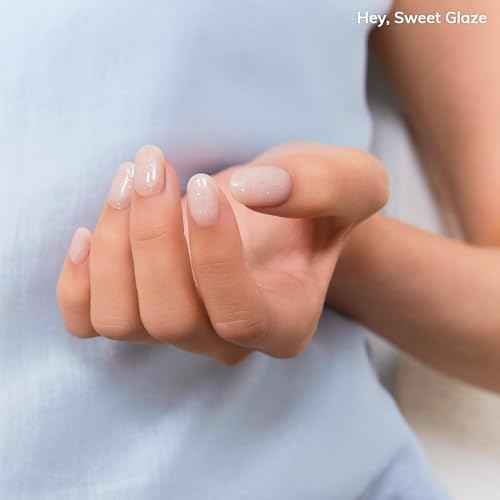 Heyhae Semi Cured Gel Nail Strips | No LED Lamp Needed | Summer, Solid, Yellow | Easy Apply & Remove, Salon Quality | Includes 28 Strips, 1 Prep Pads, Nail File & Wooden stick - Hey, Sweet Glaze