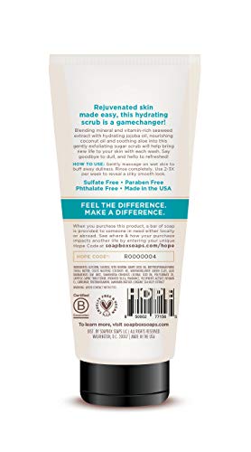 Soapbox Gentle Exfoliating Body Scrub ? Sea Minerals & Blue Iris ? 6oz ? Moisturizing Body Scrub for Visibly Smoother Skin with Coconut Oil and Aloe Vera