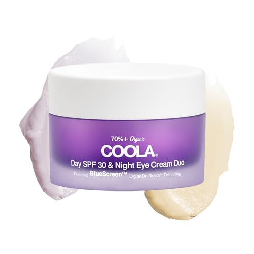 COOLA Organic Day and Night Eye Cream Face Moisturizer with SPF 30, Dermatologist Tested Face Sunscreen with Plant-Derived BlueScreen Digital De-Stress Technology, 0.8 Fl Oz
