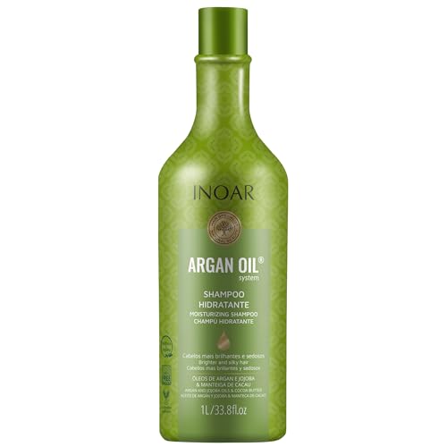 INOAR Argan Moist Shampoo with Moroccan Argan Oil for Deep Hydration, Shine & Softness, 33.8 Fl Oz