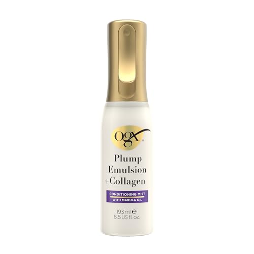 OGX Plump Emulsion + Collagen Conditioning Hair Mist, Volumizing Hair Spray with Marula Oil for 3x Plumper Hair* for up to 72 Hours Without the Weight, 450¡ÆF Heat Protection, 6.5 fl. oz