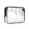 BAGSMART 7 Pack Clear Toiletry Bag with Refillable Travel Bottles Set, TSA Approved Travel Toiletry Bag Water Repellent Carry on Travel Accessories Bag Airport Airline Quart Size Bags, Black