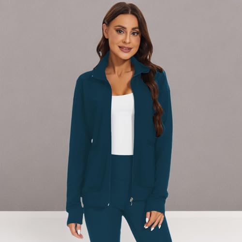 Meanzoo Women's Scrubs Jacket Zip Front Warm-up Jacket