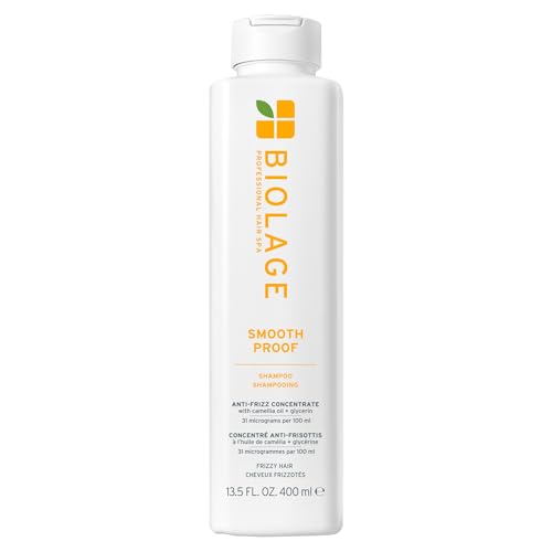 Biolage Smooth Proof Shampoo - Gently Cleanses and Adds Shine, Nourishes, Moisturizes & Tames Frizz, For All Frizzy Hair Types, With Camellia Oil & Glycerin, Vegan & Paraben-Free, 13.5 Fl Oz
