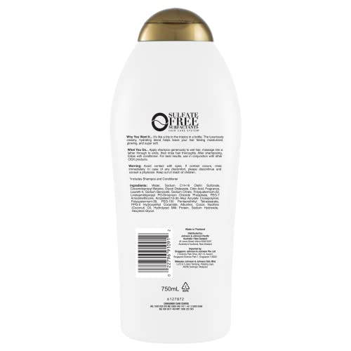 OGX Nourishing Coconut Milk Shampoo for Strong, Healthy Hair - With Coconut Oil, Egg White Protein, Sulfate & Paraben-Free - 25.4 fl oz