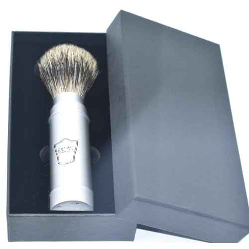 Parker Full Size Travel Shaving Brush with Pure Badger Bristles - Ingenious Design Stores the Brush Head in the Handle Making the Brush Compact for Travel