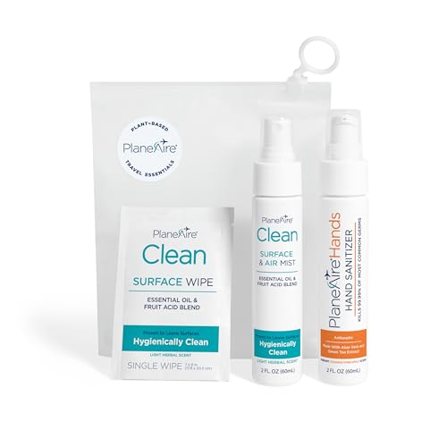 PlaneAire Travel Hygiene Kit with Hand Sanitizer & Wipes