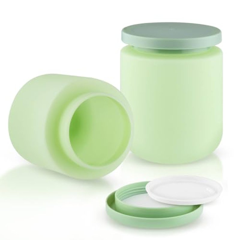 16 oz Plastic Cosmetic Jars with Lids - 2 Pack Green