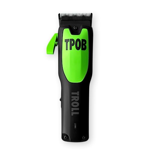 TPOB Troll Professional Barber Hair Clipper 6800 RPM Super Torque Motor with DLC Fade Blade for The Closest Haircut and Beard Trims for Men (Black/Green)