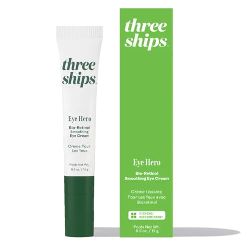 Three Ships - EyeHero Bio-Retinol Smoothing Eye Cream | Firm, Lift, Hydrate Under-Eye Area | Cruelty-Free, Vegan, Paraben-Free, Sensitive Skin Safe (0.5 oz | 15 g)