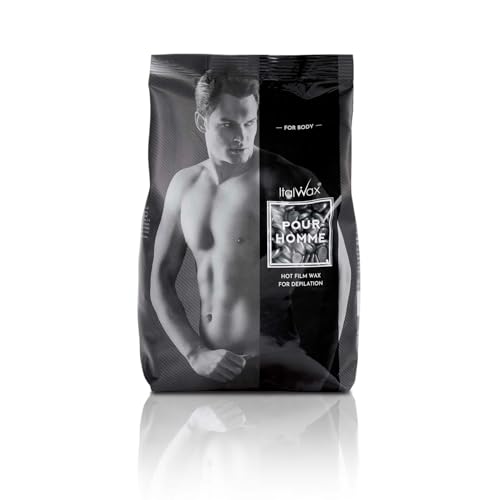Italwax Pour Homme - 1kg / 2.2lb - Hard wax beads for hair removal - Special for man - Natural formulation - Easily removes coarse hairs - Ideal for barber shops