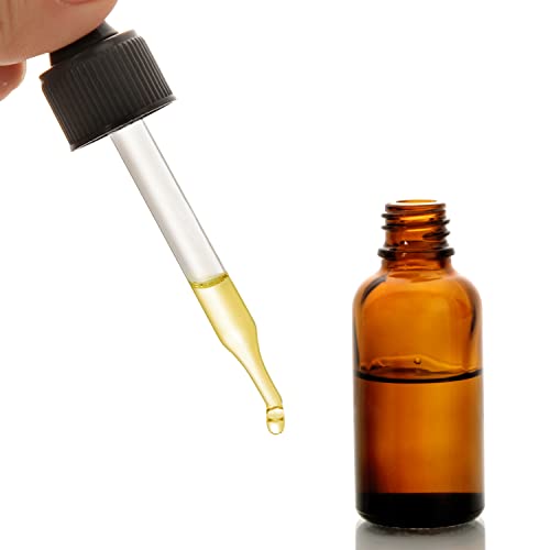 4 Pack 1oz Amber Glass Dropper Bottles - 30ml Dark Brown Tincture Bottles for Essential Oils