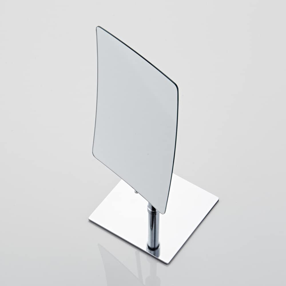 Gecious Table Standing Rectangular Vanity Makeup Mirror with 3X Magnification, High Adjustable, Made of 304 Stainless Steel, for Hotel Bathroom Polished Chrome