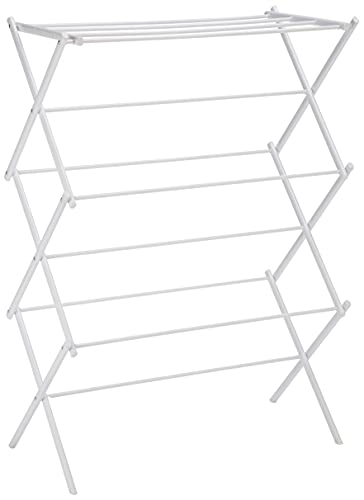 Amazon Basics Foldable Laundry Rack for Air Drying Clothing - 29.4 x 14.8 x 41.9 inches (LxWxH), White