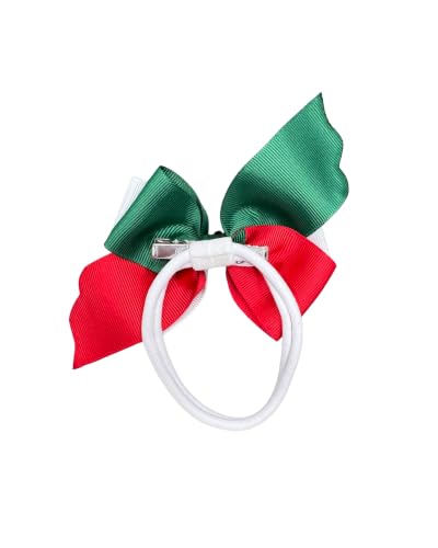 Mexican Flag Hair Bow for Girls - 2nd Edition Red/Green/White Rhinestone Clip