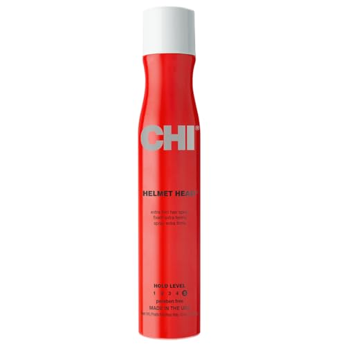 CHI Helmet Head Extra Firm Hairspray, Professional Extra Strong Hold Styling Spray for Humidity Resistance & Voluminous Hair, Sulfate & Paraben-Free Finish, 10 Oz