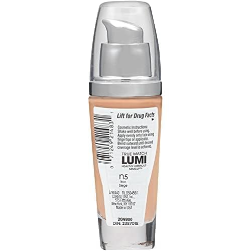 L'Oreal Paris True Match Lumi Healthy Luminous Makeup, N5 True Beige, 1 fl; oz.