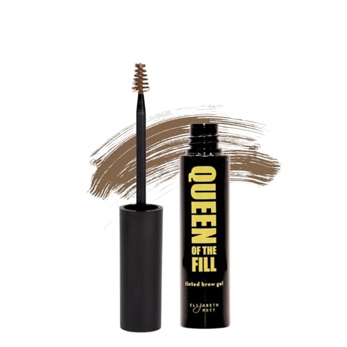 Elizabeth Mott Queen of the Fill Tinted Eyebrow Gel ? Brow Filler, Volumizer & Setter ? Defines, Shapes & Covers Gray Hairs ? Water-Resistant, Long-Lasting ? Cruelty-Free ? Light Medium Brown 4g