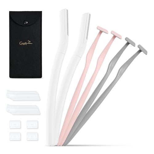 Pink Eyebrow Razors with Dermaplane Set - 6 Pack, Safe & Precise Grooming