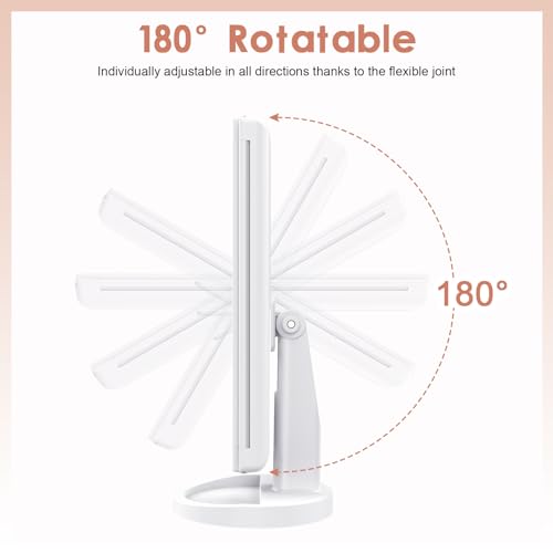 WEILY Makeup Vanity Mirror with 21 LED Lights and Touch Screen, Tri-Fold 1x 2X 3X Magnification,180¡Æ Adjustable Rotationand USB Powered,Countertop Cosmetic Makeup Mirror (White)