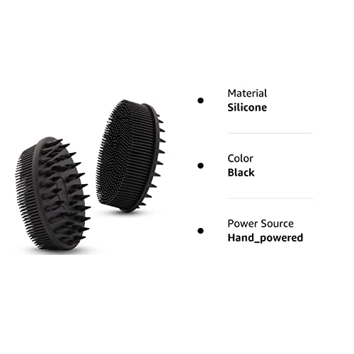 Upgrade Body Scrubber and Hair Shampoo Brush, All in One, Premium Silicone Loofah, Exfoliating Body Brush, Shower Scrubber for Body, Scalp Massager for Women, Men, Pet (1PC Black)
