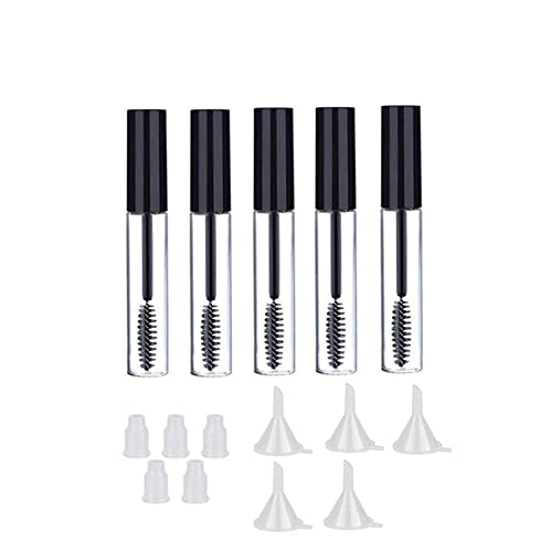 5pcs 10ml Empty Mascara Tube with Eyelash Wand, Eyelash Cream Container Bottle with Funnels Transfer Pipettes