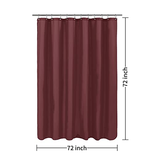 ALYVIA SPRING Burgundy Red Fabric Shower Curtain Liner Waterproof - Soft Hotel Quality Cloth Shower Liner with 3 Magnets, Light-Weight & Machine Washable - Standard Size 72x72, Burgundy