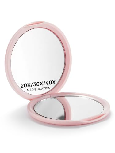 Pink 40X Compact Magnifying Mirror for Travel & Makeup - 3 Inch