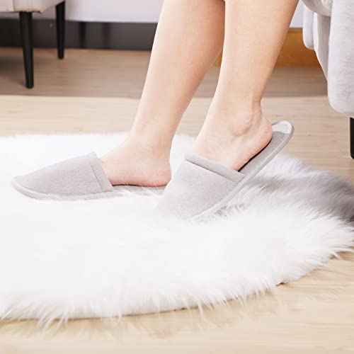 Geyoga 24 Pairs House Slipper for Guest Washable Reusable Soft Non Slip Disposable Slipper for Travel Hotel Spa Wedding Party Shoeless Home Coral Fleece
