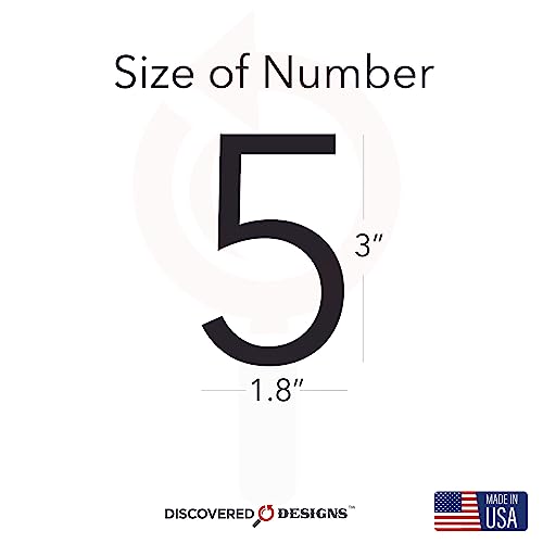 Discovered Designs – Premium Individual 3D Acrylic Mailbox Number – Self Stick – Long Lasting – Weatherproof – Made in USA (Black 3 inch, Number 5)