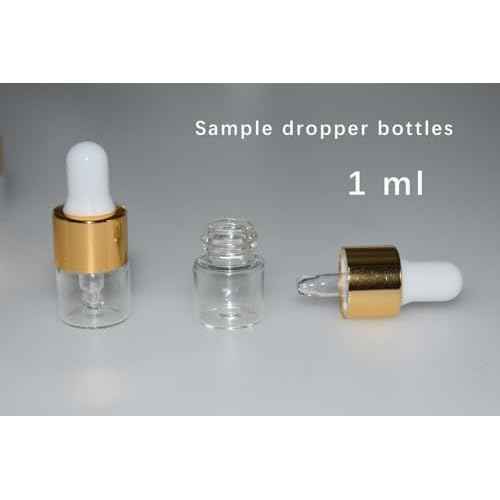 Small Dropper Bottle, 10pcs 1ml Mini Sample Dropper Bottles Mini Makeup Containers for Travel Liquids Tiny Glass