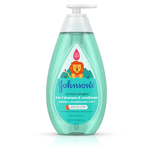 Johnson's Baby No More Tangles 2-in-1 Detangling Hair Shampoo & Conditioner for Kids & Toddlers, Gentle & Tear-Free, Hypoallergenic & Free of Parabens, Phthalates, Sulfates & Dyes, 20.3 fl. oz